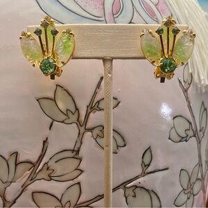 Vintage green stone clip ons